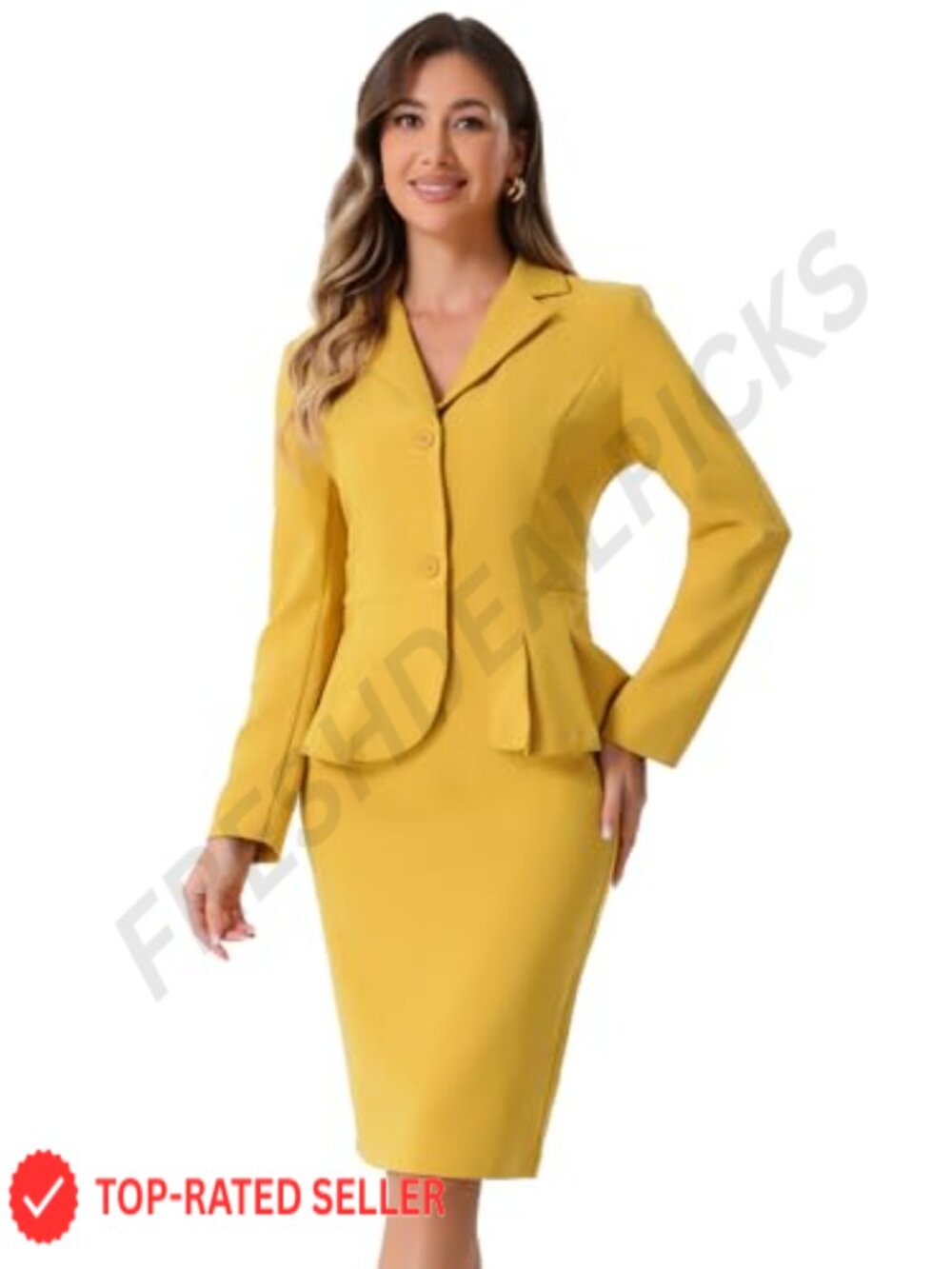 Women 2 Piece Peplum Skirt Suit Set Business Casual Office